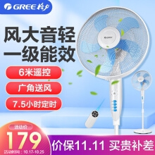 格力（GREE）電風(fēng)扇家用搖頭定時(shí)遙控立式辦公室宿舍客廳節(jié)能落地扇 一級(jí)能效